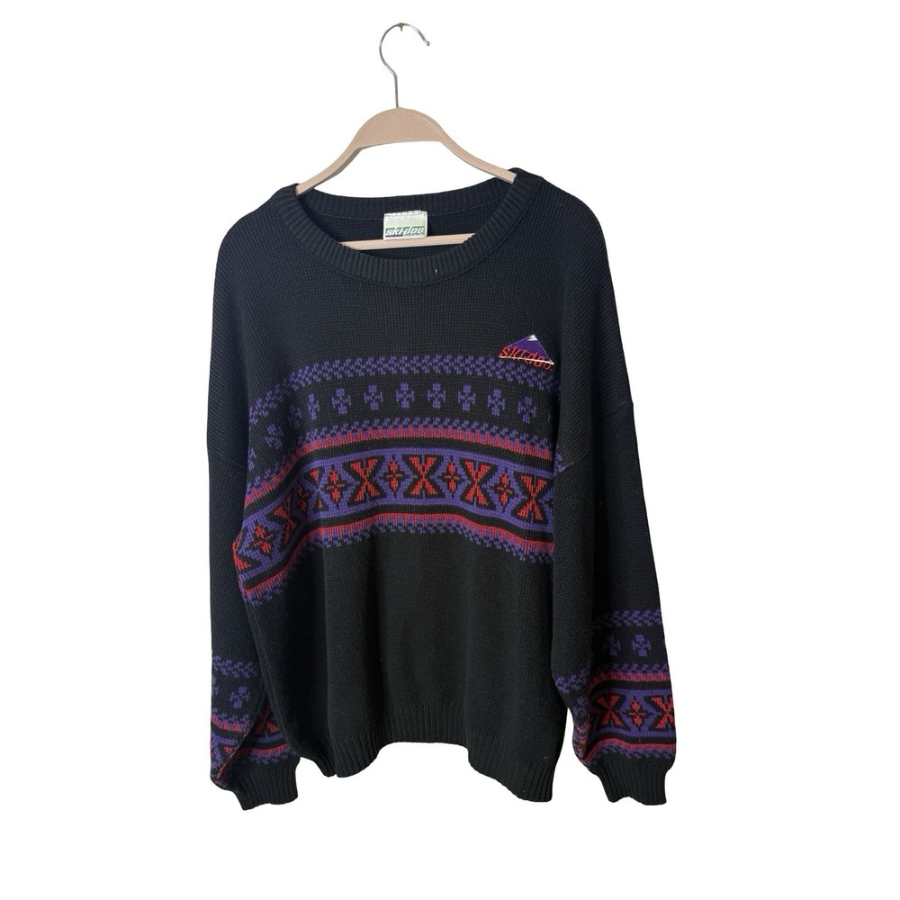 Vintage Ski-doo sz XL black fairisle sweater‎ winter outdoor mens